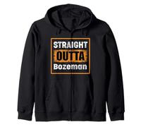 Straight Outta Bozeman Montana USA Humor Vintage Envejecido Sudadera con Capucha
