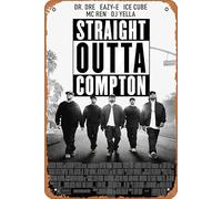 Straight Outta Compton 2015 - Cartel de metal retro para decoración de pared, 30,5 x 20,3 cm, aspecto vintage