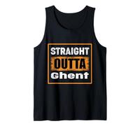 Straight Outta Ghent Bélgica Retro Envejecido Vintage Humor Camiseta sin Mangas
