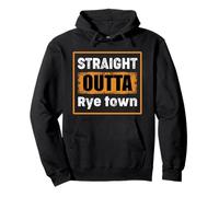 Straight Outta Rye Town New York USA Retro Humor Envejecido Sudadera con Capucha