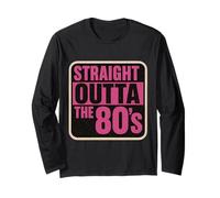 Straight Outta The 80's 1980's Born Womens Birthday Girls Manga Larga