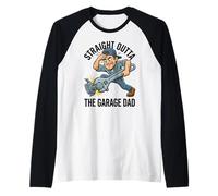 Straight Outta The Garage Dad Mecánico Humor Divertido Camiseta Manga Raglan