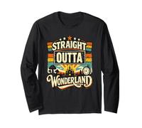 Straight Outta Wonderland Vintage Retro Funny Fantasy Cita Manga Larga