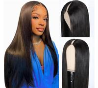 Straight V Part Wigs Human Hair Pelucas Mujer Pelo Natural Humano Para Mujeres NegrasNatural Color Peluca No Lacie Front Pelucas Cabello With Baby Hair (30 Pulgadas)