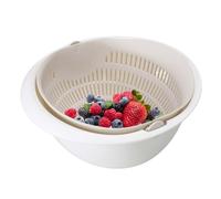 Strainer Bowl - Double-layer Stackable Washing Vegetable Baskets | Multifunctional Kitchen Draining Bowl | PP Material, Rotating Drain Design, For Fruits Vegetables Seafood Dish Storage