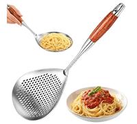 Strainer Spoon - Long Handle Stainless Steel Skimmer Utensil, Deep Frying Oil Drain Ladle, Slotted Cooking Spoon Tool, Heat Resistant Kitchen Server | For Dumpling Noodles Meat Home Restaurant