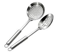 Strainer Spoons for Cooking,Long Handle Grease Scoop | 2 Pieces Metal Soup Skimmer - for Vegetable Meat Pasta Noodle Hot Food Serving Hot Frying Cooking
