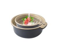 Strainer with Bowl, Vegetable Washing Basket with Strainer, PP Non-Slip Base Stackable Container for Baking, Sifting, Meal Prep, Kitchen, Rice Rinsing, Salad Making, 16x8cm