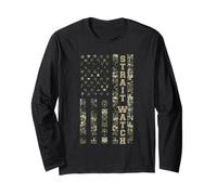 Strait Watch USA American Flag Camouflage Distressed Style Manga Larga