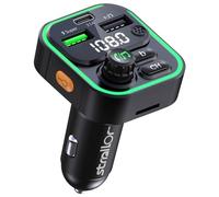 STRALLOR Transmisor FM Bluetooth Coche, Manos Libres para Coche, Adaptador Mechero MP3 con Doble USB Super Carga Rápida 22.5W/4.5A y 3.1A además de Tipo C, Soporte Tarjetas SD, USB, Flash Drive
