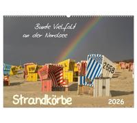 Strandkörbe - bunte Vielfalt an der Nordsee (Wandkalender 2026 DIN A2 quer), CALVENDO Monatskalender: Impressionen der bunten Strandkörbe die zur Nordsee gehören wie das Meer und der Strand.