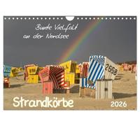 Strandkörbe - bunte Vielfalt an der Nordsee (Wandkalender 2026 DIN A4 quer), CALVENDO Monatskalender: Impressionen der bunten Strandkörbe die zur Nordsee gehören wie das Meer und der Strand.