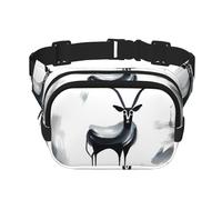 Strange Antelope Fitness - Riñonera de viaje moderna e informal, riñonera cuadrada de doble capa, color negro, talla única, Negro, One Size