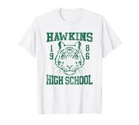 Stranger Things 1986 Hawkins High School Camiseta, Hombre, Blanco, S