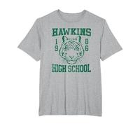 Stranger Things 1986 Hawkins High School Camiseta, Hombre Tallas Grandes, Gris Jaspeado, 5X Alto