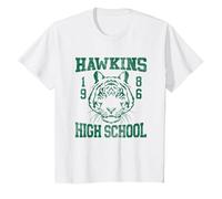Stranger Things 1986 Hawkins High School Camiseta, Niños, Blanco, 12 años