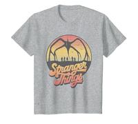 Stranger Things 80's Sunset Mindflayer Group Camiseta, Niños, Gris Jaspeado, 2 años