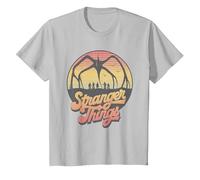 Stranger Things 80's Sunset Mindflayer Group Camiseta, Niños, Plata, 4 años