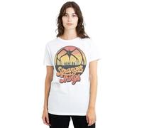 Stranger Things 80'S Sunset Mindflayer Group Ladies T Shirt, White, Small