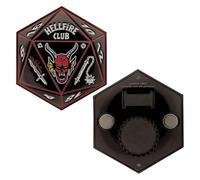 Stranger Things - Abrebotellas Hellfire Club - Edición limitada oficial coleccionable - Diseño de dados D20 - Reverso magnético - 90 x 100 mm