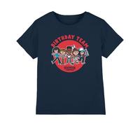 Stranger Things Birthday Team Cartoon Kids T Shirt, Navy, 12-13