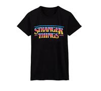 Stranger Things Camiseta Adultos Adultos Mens Distaded Retro Logo Atuendo Negro L
