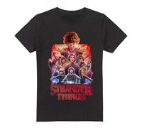 Stranger Things Camiseta con póster de Grupo, Negro, L