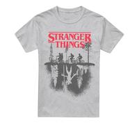 Stranger Things - Camiseta Unisex con Logotipo de Silhouette Forest, Jaspeado atlético, Talla M, Gris, M