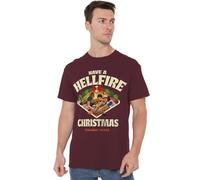 Stranger Things Camiseta Unisex Stranger Things Have a Hellfire Christmas Festive Board Games, Camiseta Color Burdeos, Granate, XL