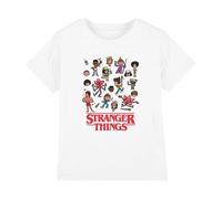 Stranger Things Cartoon Characters Camiseta Infantil, Blanco, 12-13 A