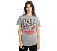 Stranger Things Cartoon Characters Ladies T Shirt, Athletic Heather, Large