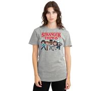 Stranger Things Cartoon Group Ladies T Shirt, Athletic Heather, X-Large