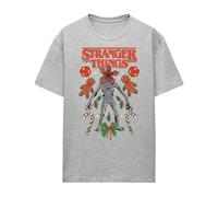 Stranger Things Christmas Demogorgon, Dice, Canes and Cookies T Shirt, Athletic Heather Camiseta, Gris, S Unisex Adulto