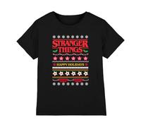 Stranger Things Demogorgon Ugly Christmas Jumper Kids T Shirt, Black, 9-11