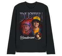 Stranger Things Dustin Homage Camiseta Unisex de Manga Larga, Negro, S