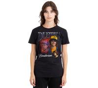 Stranger Things Dustin Homage Ladies T Shirt, Black, Medium