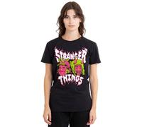 Stranger Things Eddie and Dustin Ladies T Shirt, Black, Large