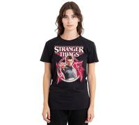 Stranger Things Eleven Lightning Poster Camiseta de Mujer, Negro, L