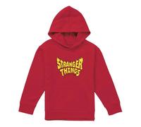 Stranger Things Flame Logo Youth Kids Boy/Girls Pull-Over Hoodie, Red, 12-13