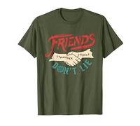 Stranger Things Friends Don't Lie Camiseta, Hombre, Verde Oliva, M