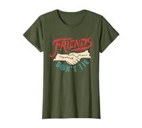 Stranger Things Friends Don't Lie Camiseta, Mujer, Verde Oliva, XS