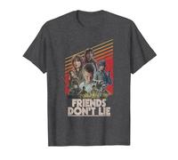 Stranger Things Friends Don't Lie Poster Camiseta, Hombre, Jaspeado Oscuro, 3XL