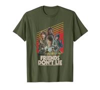 Stranger Things Friends Don't Lie Poster Camiseta, Hombre, Verde Oliva, 3XL