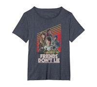 Stranger Things Friends Don't Lie Poster Camiseta, Mujer Tallas Grandes, Azul Jaspeado, 1XL Grande