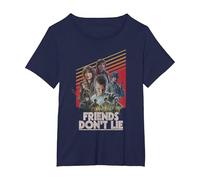 Stranger Things Friends Don't Lie Poster Camiseta, Mujer Tallas Grandes, Azul Marino, 1XL Grande