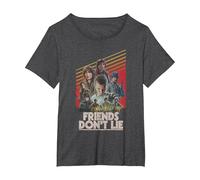 Stranger Things Friends Don't Lie Poster Camiseta, Mujer Tallas Grandes, Jaspeado Oscuro, 1XL Grande
