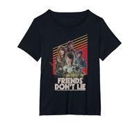 Stranger Things Friends Don't Lie Poster Camiseta, Mujer Tallas Grandes, Negro, 1XL Grande