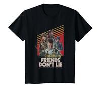 Stranger Things Friends Don't Lie Poster Camiseta, Niños, Negro, 12 años