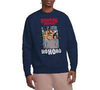 Stranger Things Group Ho Ho Ho Christmas Unisex Sweatshirt, Navy, X-Large