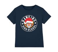 Stranger Things Hawkins Christmas Badge Kids T Shirt, Navy, 12-13